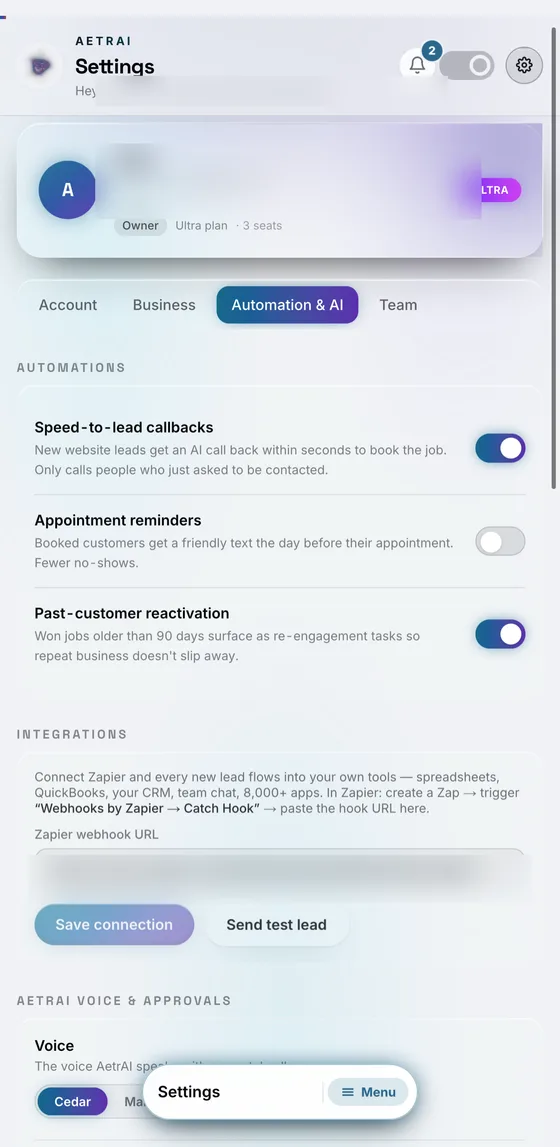 Automations you control